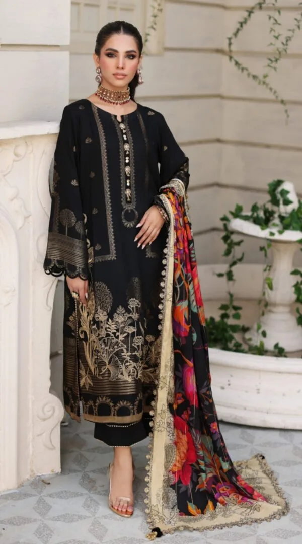 Black Color Embroidered Jacquard Pakistani Dresses