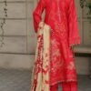 Carrot Color Embroidered Jacquard Pakistani Suits