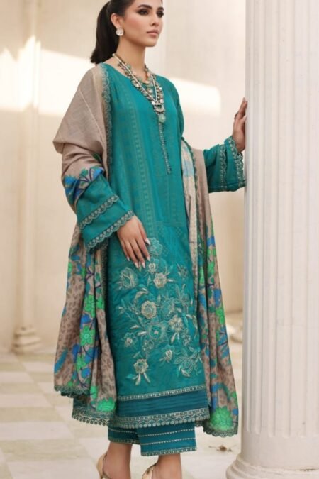 Dark Sea Green Embroidered Jacquard Pakistani Salwar Kameez