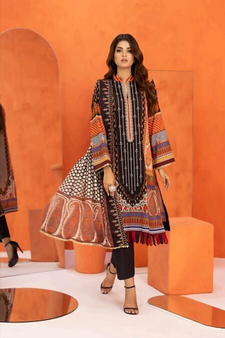 Black Color Embroidered Unstitched Pakistani Dresses