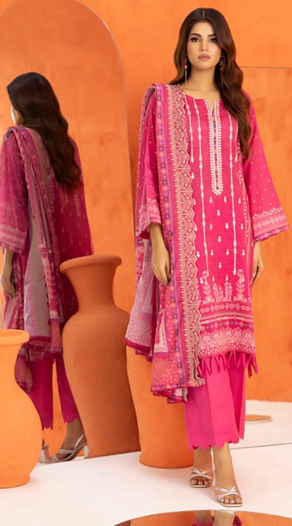 Dark Pink Color Embroidered Unstitched Pakistani Dresses