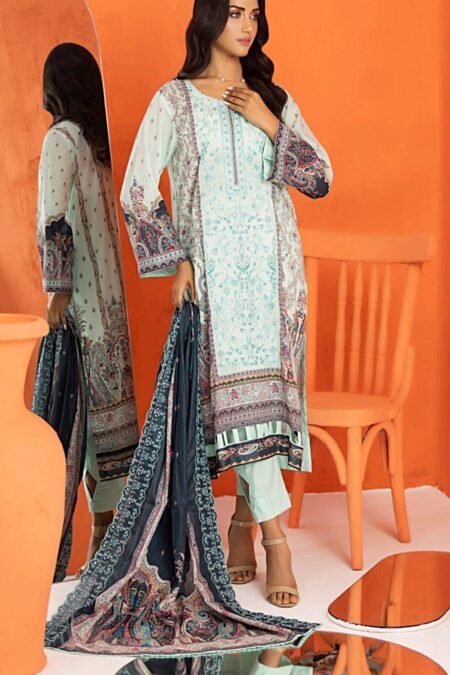 Dark Sea Green Embroidered Unstitched Pakistani Dress