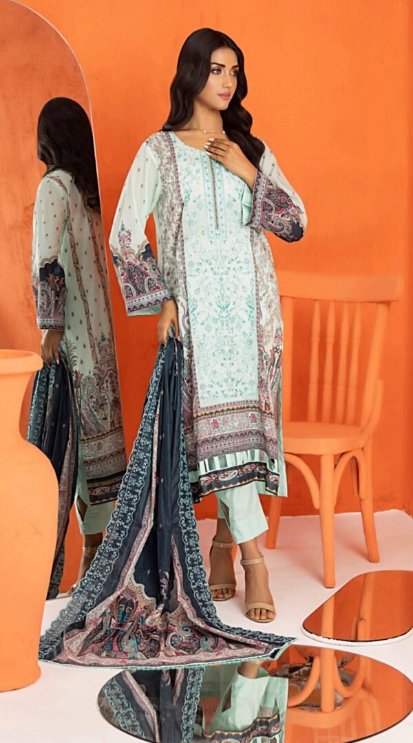 Dark Sea Green Embroidered Unstitched Pakistani Dress