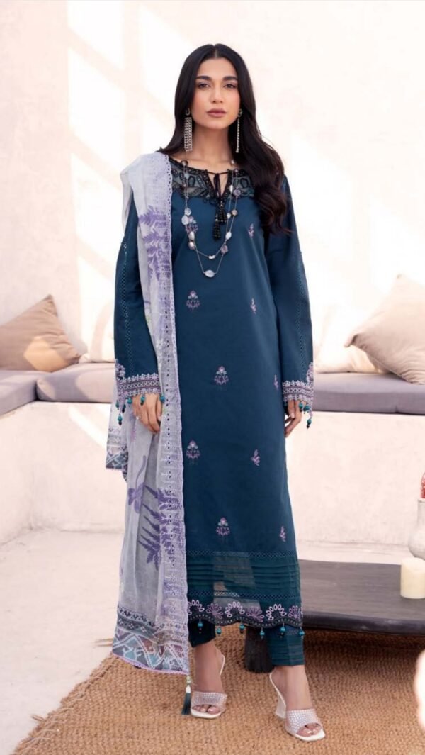 Blue Color Lawn Unstitched Pakistani Suit