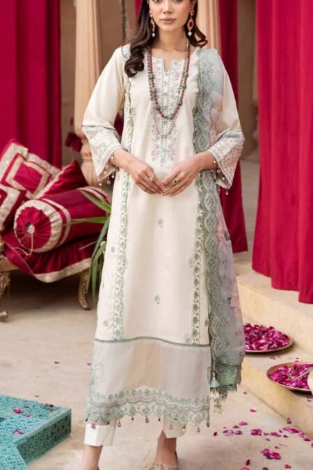 Sea Green Color Lawn Unstitched Pakistani Suit for women