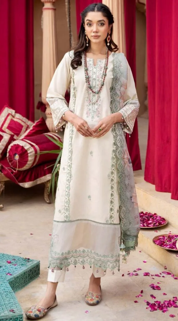 Sea Green Color Lawn Unstitched Pakistani Suit for women