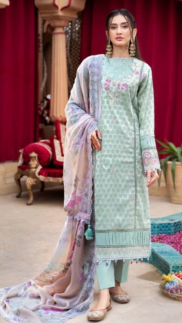 Sea Green Color Lawn Unstitched Pakistani Suit for women