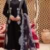 Black Color Lawn Unstitched Pakistani Suit for women