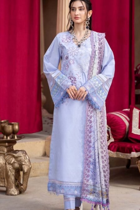 Light Blue Color Lawn Unstitched Pakistani Suits for women