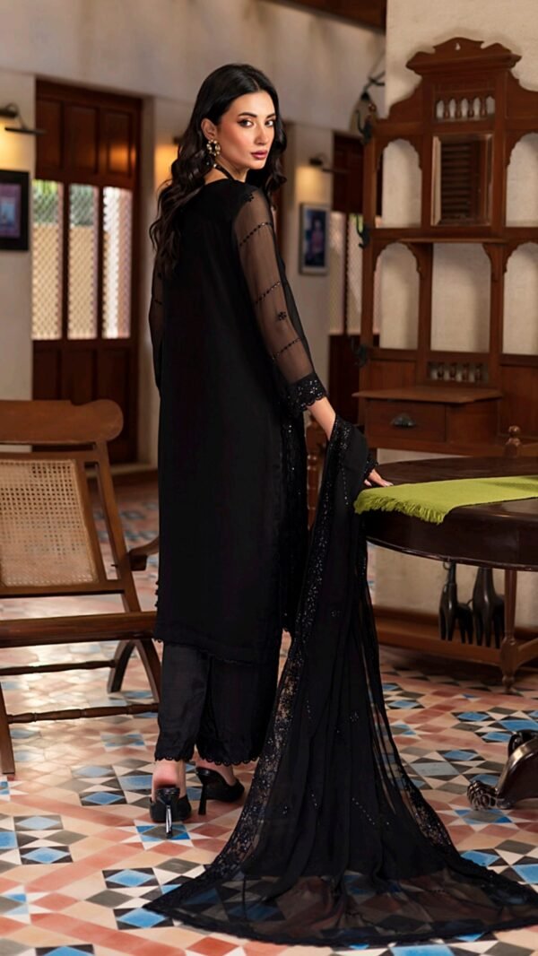 Black Color Stitched Chiffon Fancy Wedding Salwar Kameez