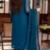 Cyan Color Stitched Chiffon Pakistani Wedding Suits