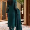 dark sea green Color Stitched Chiffon Fancy Wedding Salwar Kameez