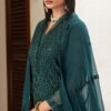 dark sea green Color Stitched Chiffon Pakistani Wedding Suits