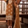 Golden Color Stitched Chiffon Pakistani salwar kameez