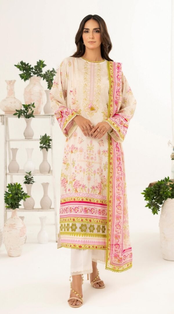 White Color Printed Lawn Pakistani suits