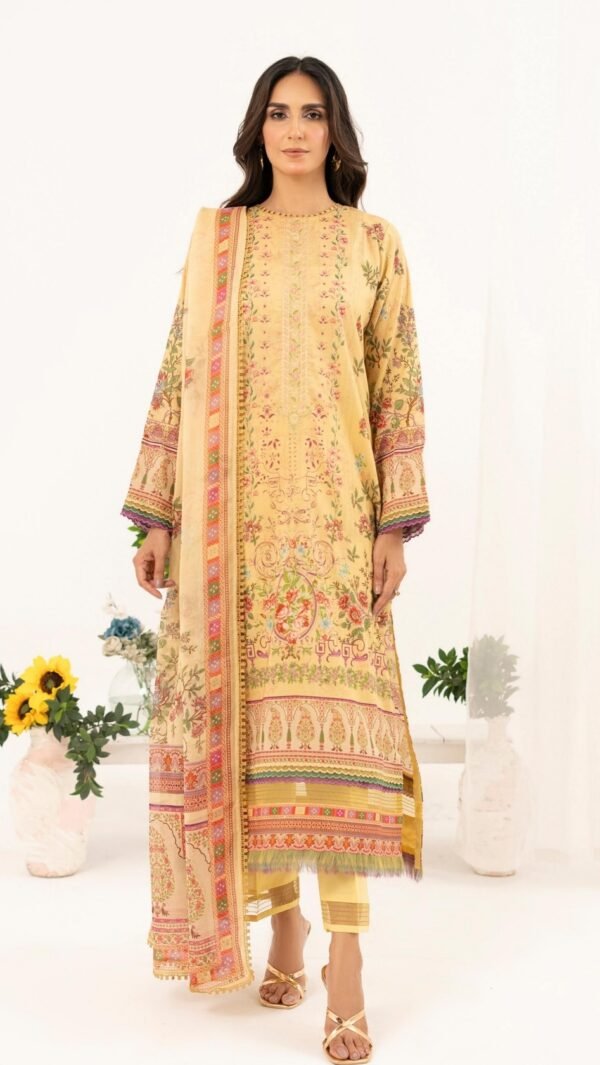 Light Yellow Color Printed Lawn Pakistani suits