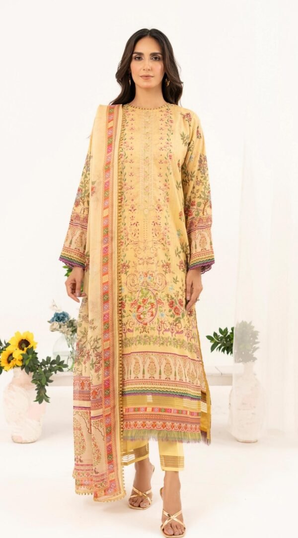 Light Yellow Color Printed Lawn Pakistani suits