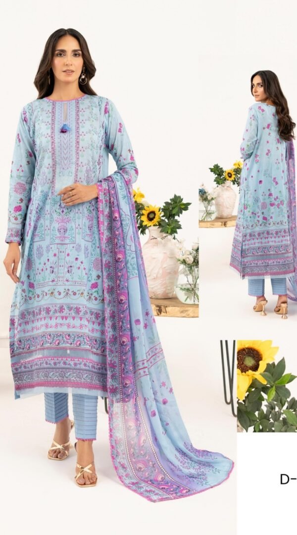 Sky Blue Lawn Printed Pakistani suits