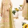 Cream color printed Pakistani suits