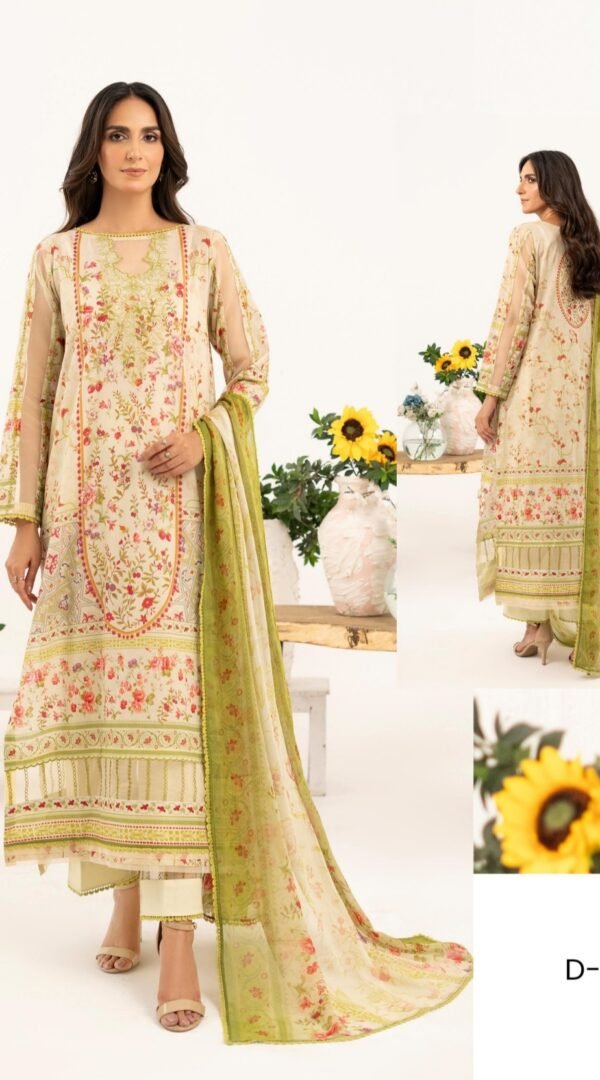 Cream color printed Pakistani suits