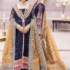 Navy Blue Color Chiffon Embroidered Sharara Suit for Wedding