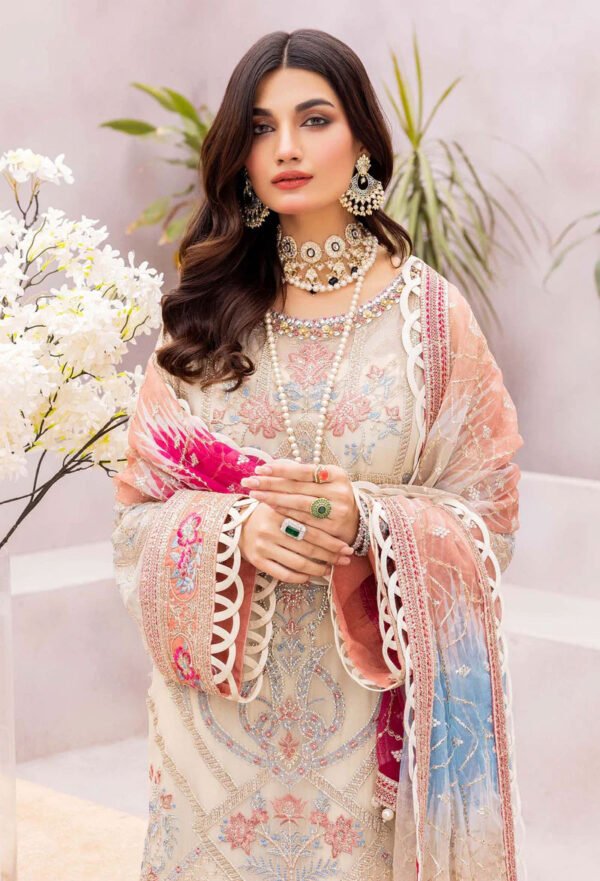 Off White Color Chiffon Embroidered Fancy Wedding Salwar Kameez