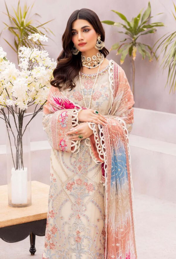 Off White Color Chiffon Embroidered Pakistani Wedding Dresses