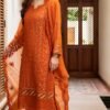 Orange Color Stitched Chiffon Pakistani Salwar suit