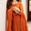 Orange Color Stitched Chiffon Pakistani dresses