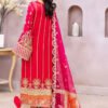 Orange & Red Color Chiffon Embroidered Pakistani Wedding Suits