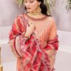 Peach & Red Color Chiffon Embroidered Pakistani Wedding Dresses