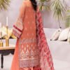 Peach & Red Color Chiffon Embroidered Pakistani Wedding Suits