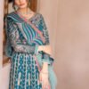 Peacock Blue Color Chiffon Embroidered Pakistani Wedding Dresses