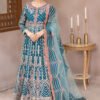 Peacock Blue Color Chiffon Embroidered Sharara Suit for Wedding