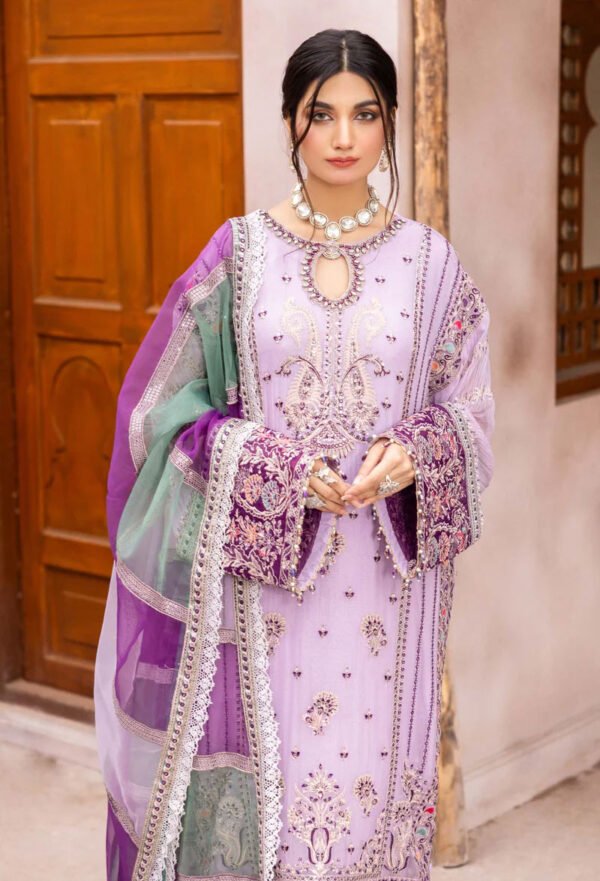 Purple Color Chiffon Embroidered Pakistani Wedding Dresses