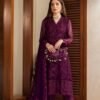 Purple color stitched chiffon pakistani dresses