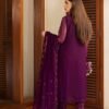 Purple color stitched chiffon pakistani suit