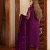 Purple color stitched chiffon pakistani suit