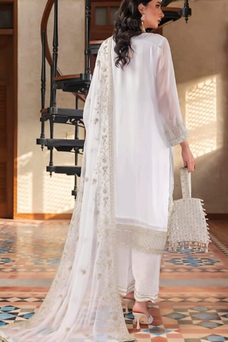 White Color Stitched Chiffon Pakistani Suits Online
