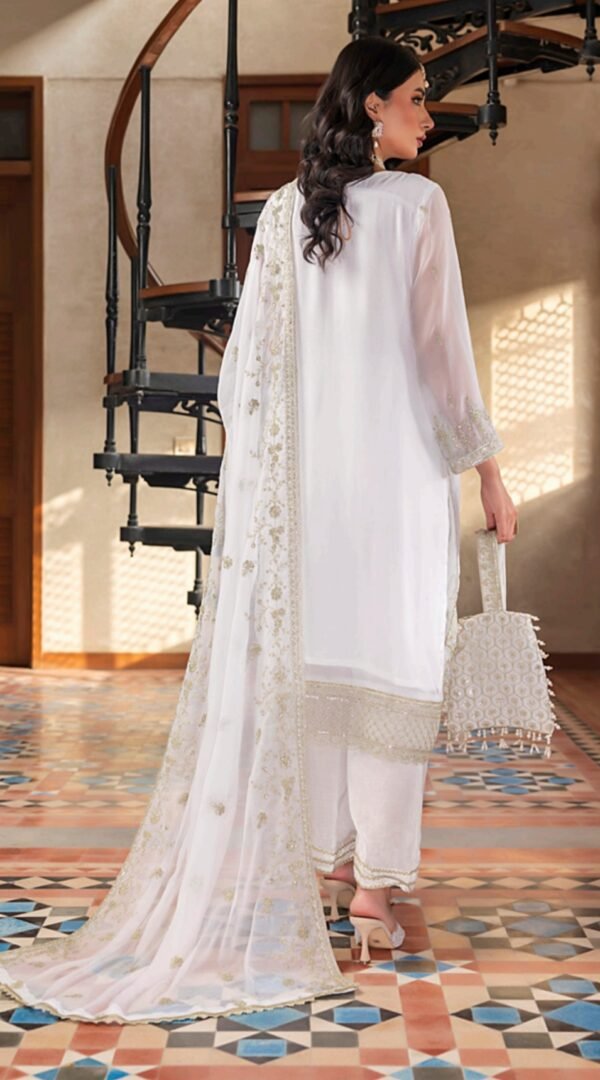 White Color Stitched Chiffon Pakistani Suits Online