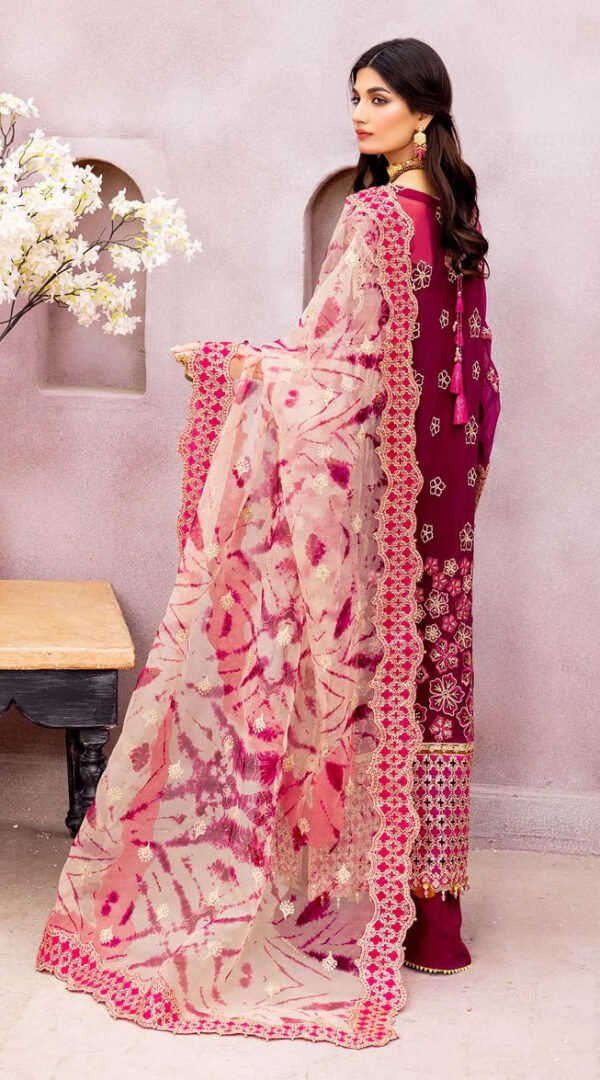 Wine Red Color Chiffon Embroidered Pakistani Wedding Suits