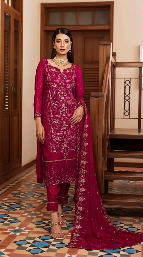 wine red color stitched chiffon pakistani salwar pant