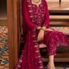 wine red color stitched chiffon pakistani salwar suits