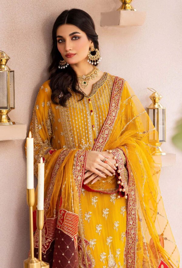 Yellow Color Chiffon Embroidered Pakistani Wedding Dresses