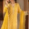 yellow color stitched chiffon pakistani dresses