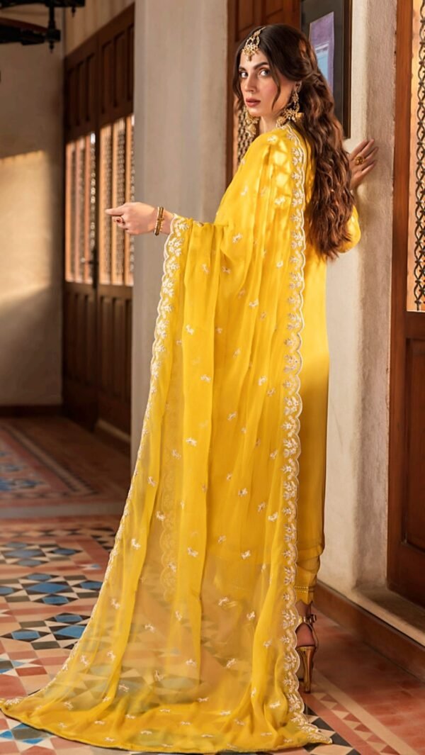 Yellow Color Stitched Chiffon Pakistani Salwar Suit