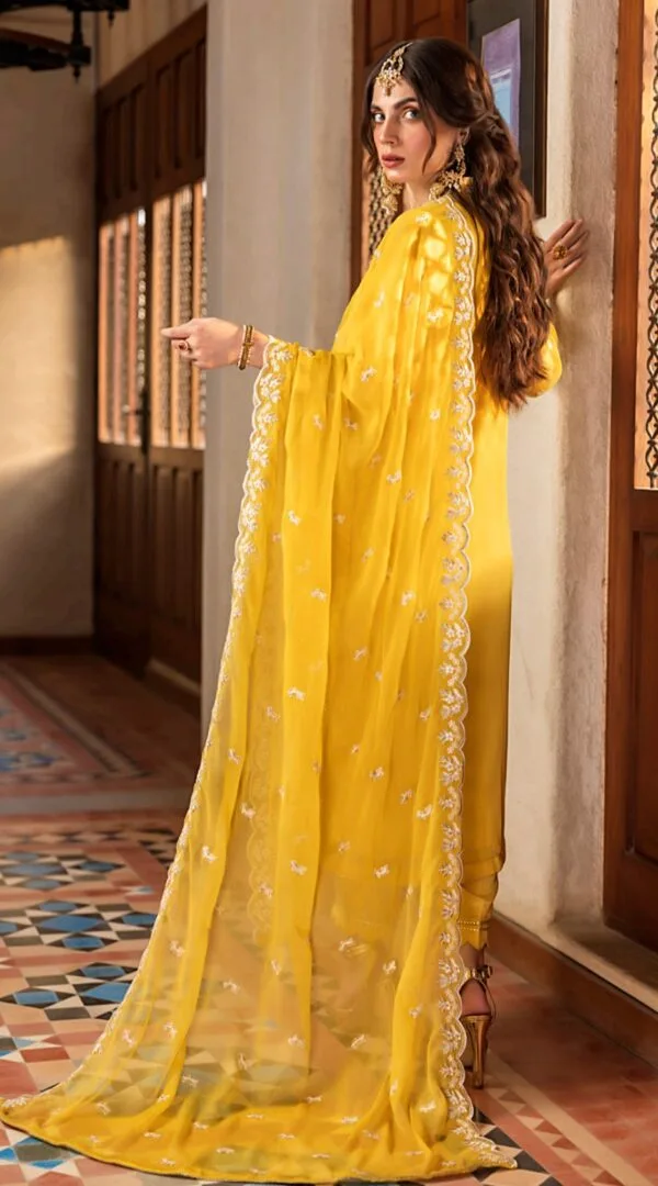 Yellow Color Stitched Chiffon Pakistani Salwar Suit