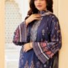 Blue color printed pakistani lawn dresses online