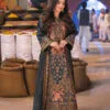 dark grey color embroidered twisted silk pakistani eid suits
