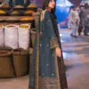 dark grey color embroidered twisted silk pakistani festival suits